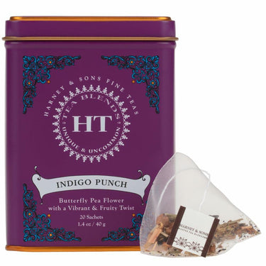 Harney & Sons Indigo Punch Tea, Butterfly Pea Flower with Fruity Flavors, HT Line, 20 sachets